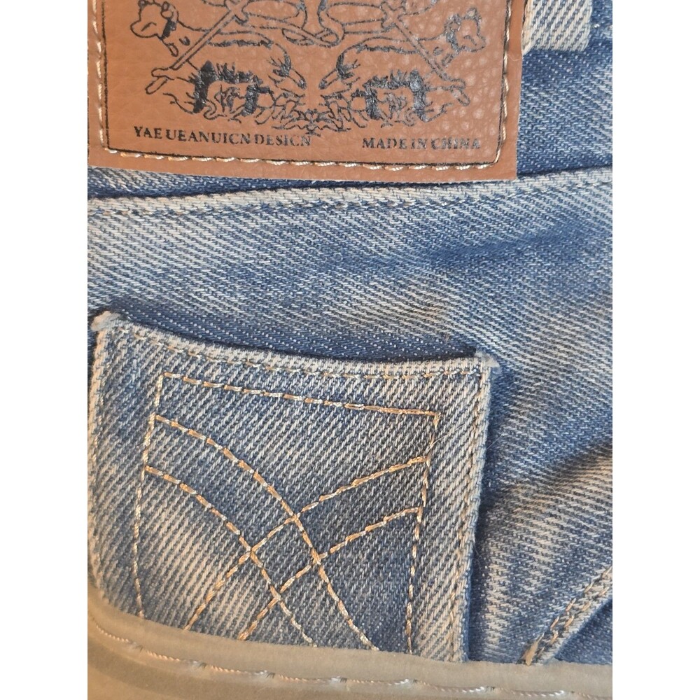 GSSZO Chunky Denim Work Boot Style Street Wear Rugged Urban Grit Lug Soles Men 7 - Picture 3 of 10